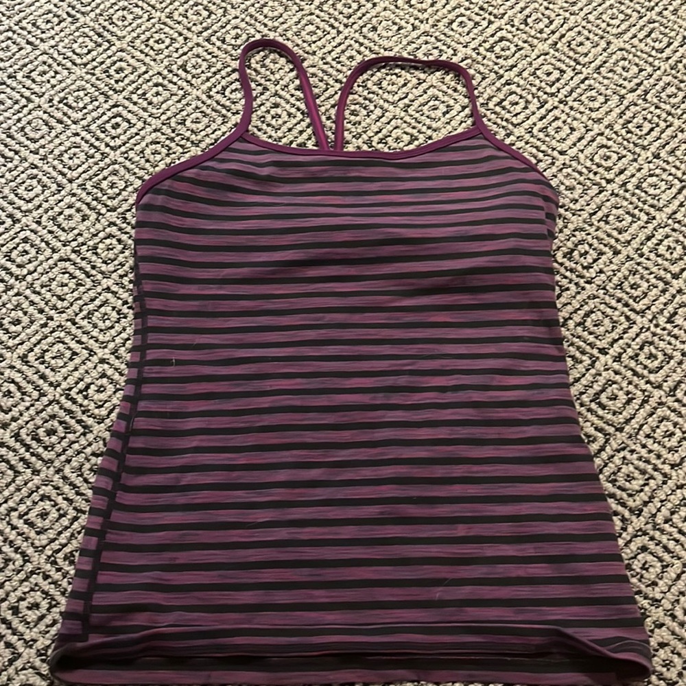 Purple With black stripes Lululemon tank top.